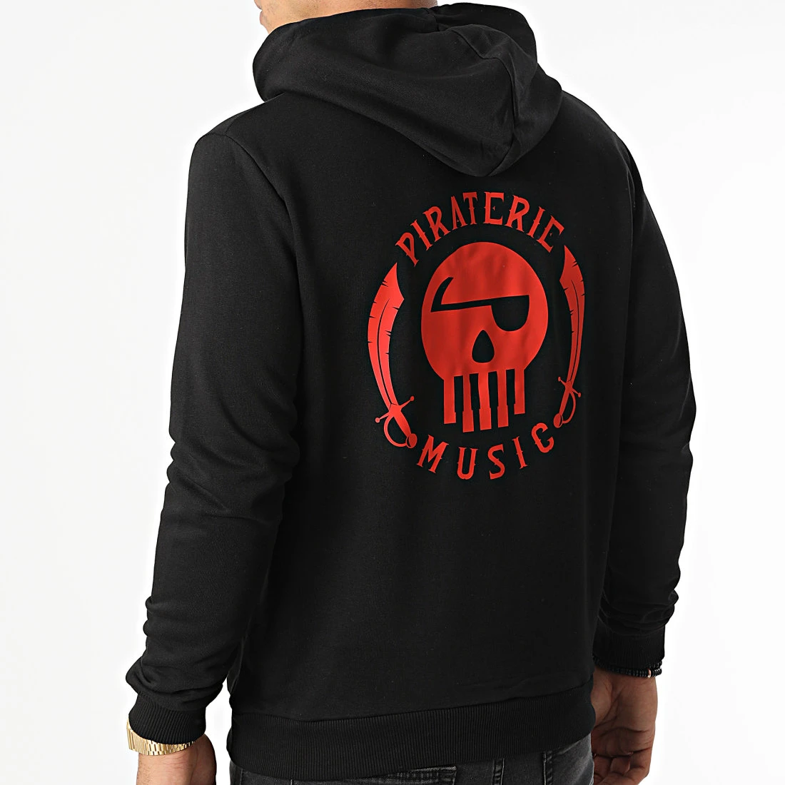 Sweat Capuche Logo Chest And Back Noir Rouge de Piraterie Music 3 Sweat Capuche Logo Chest And Back Noir Rouge de Piraterie Music