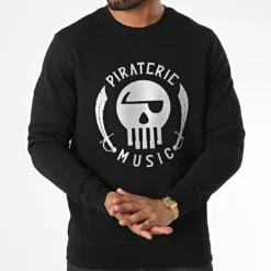 Sweat Crewneck Réfléchissant Logo Noir Argent de Piraterie Music -Black Needle Soldes la piraterie 337978 PIRAT SWCR LOGO NOIREFL 20220913T160059 03