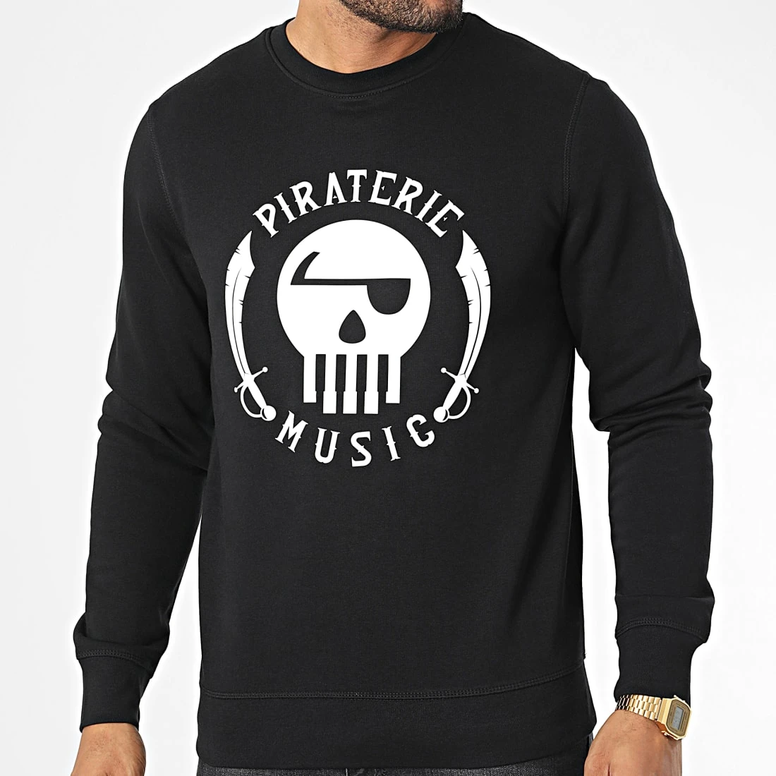 Sweat Crewneck Logo Noir Blanc de Piraterie Music 3 Sweat Crewneck Logo Noir Blanc de Piraterie Music