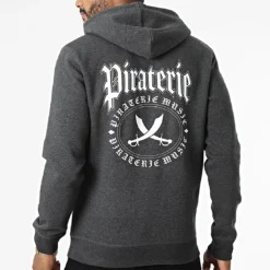 Sweat Capuche Nation Gris Anthracite Blanc de Piraterie Music