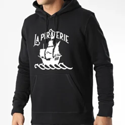Sweat Capuche Bateau Noir Blanc de La Piraterie -Black Needle Soldes la piraterie 346160 PIRAT SWCP BATEAU NOIBLC 20221027T161754 03