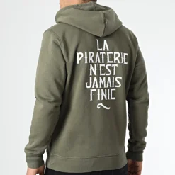 Sweat Capuche LPNJF Vert Kaki Blanc de La Piraterie