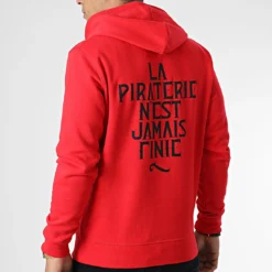 Sweat Capuche LPNJF Rouge Noir de La Piraterie